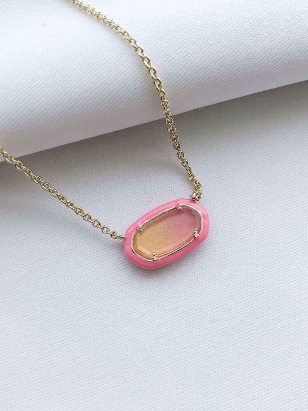 Kendra Scott Elisa Enamel Framed Sunset Gold Necklace | NEW